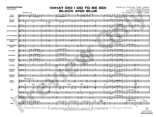 (What Did I Do to Be So) Black and Blue – Jazz Ensemble Conductor Score & Parts (Digital Download)