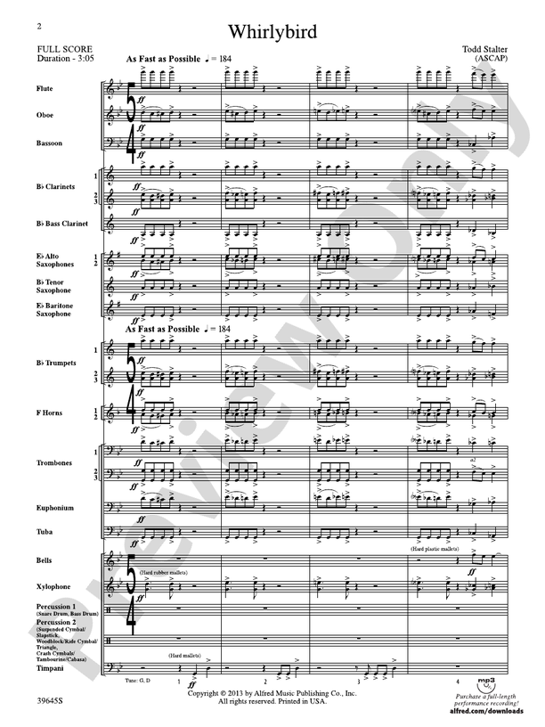 Whirlybird - Concert Band Conductor Score & Parts (Digital Download)