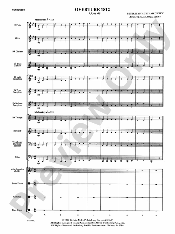 Overture 1812 (Grade 1) - Concert Band Conductor Score & Parts (Digital Download)