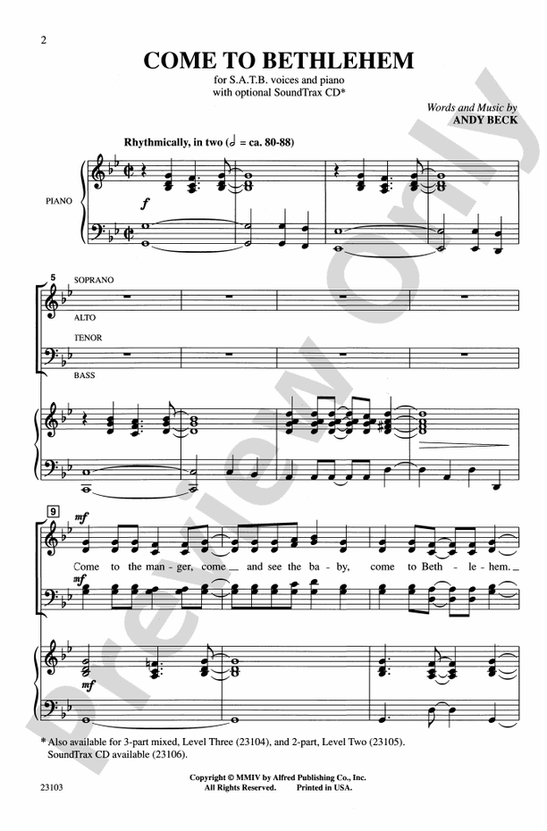 Come to Bethlehem – SATB Choral Octavo (Digital Download)