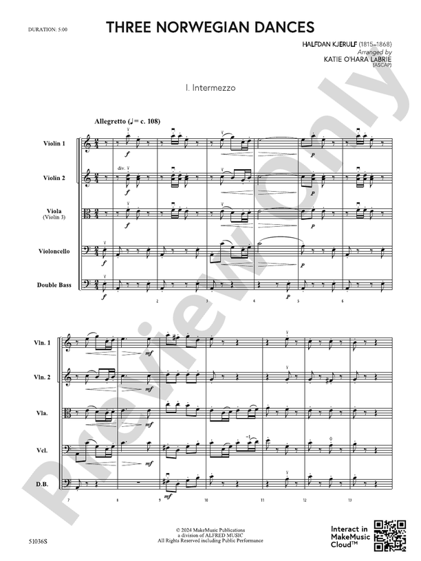 Three Norwegian Dances – String Orchestra Conductor Score & Parts (Digital Download)