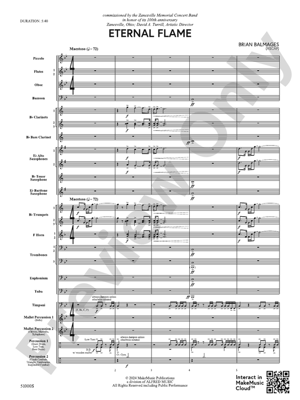 Eternal Flame – Concert Band Conductor Score & Parts (Digital Download)