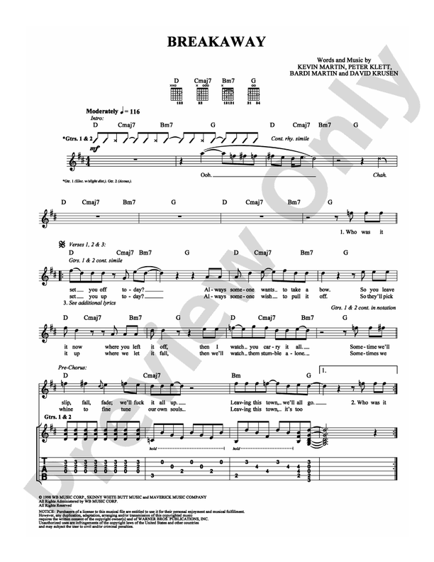 Breakaway - Guitar TAB (Digital Download)