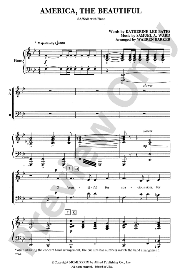 America, the Beautiful - 3-Part Mixed/2-Part Choral Octavo (Digital Download)