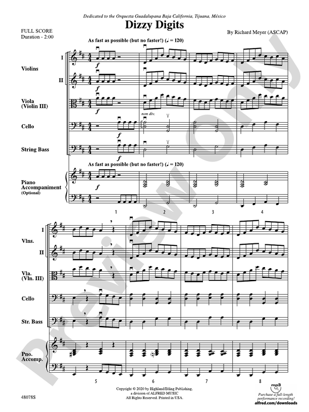Dizzy Digits - String Orchestra Conductor Score & Parts (Digital Download)