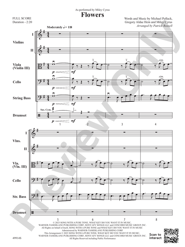 Flowers - String Orchestra Conductor Score & Parts (Digital Download)