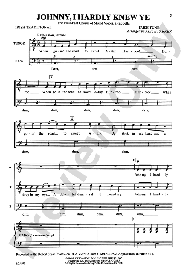Johnny, I Hardly Knew Ye – SATB Choral Octavo (Digital Download)