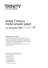 Theory Model Answer Paper 2013 Grade 7 (November Session) - Trinity College (Digital Download)