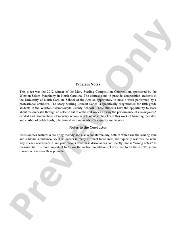 Unconquered – Full Orchestra Conductor Score & Parts (Digital Download)