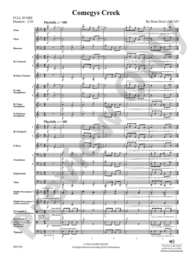 Comegys Creek - Concert Band Conductor Score & Parts (Digital Download)