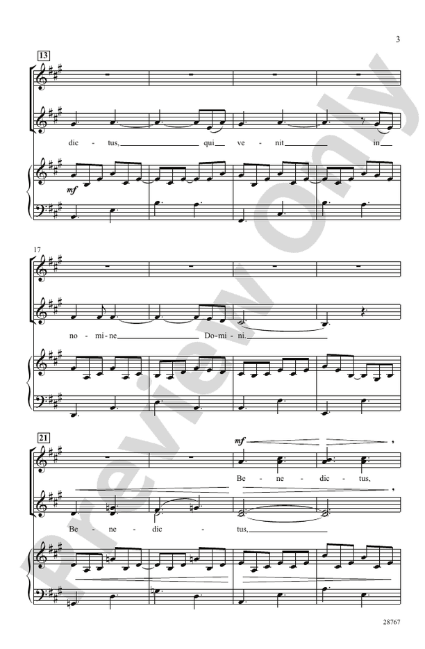 Benedictus – SSAA Choral Octavo (Digital Download)