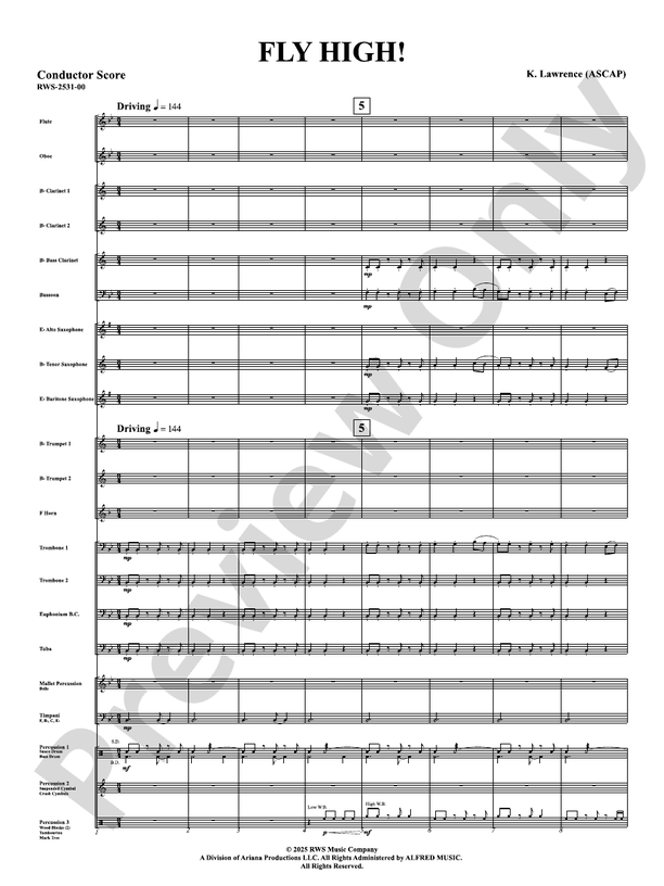 Fly High! - Concert Band Conductor Score & Parts(Digital Download)