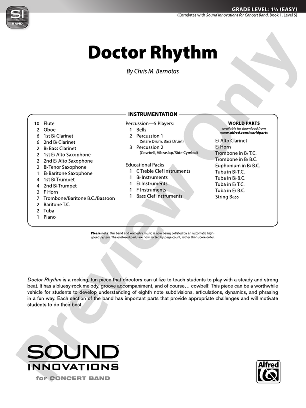 Doctor Rhythm - Concert Band Conductor Score & Parts (Digital Download)