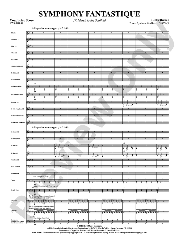 Symphony Fantastique - IV. March to the Scaffold - Concert Band Conductor Score & Parts(Digital Download)