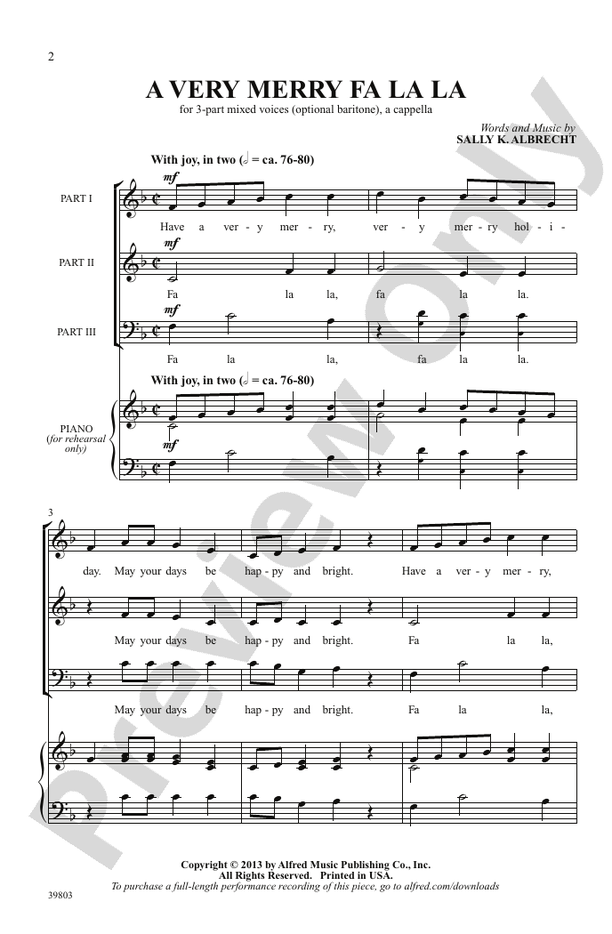 A Very Merry Fa La La - 3-Part Mixed, a cappella Choral Octavo (Digital Download)