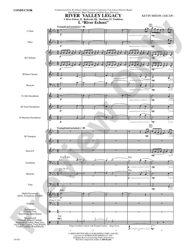 River Valley Legacy (I. River Echoes, II. Railroads, III. Machines, IV. Traditions) - Concert Band Conductor Score & Parts (Digital Download)
