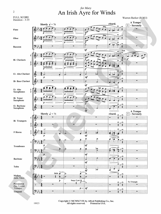 Irish Ayre for Winds - Concert Band Conductor Score & Parts (Digital Download)