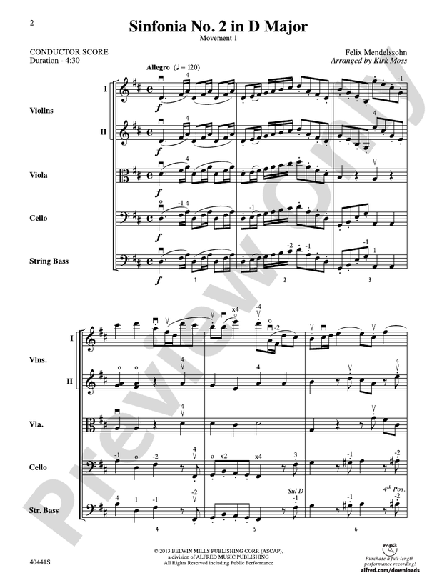Sinfonia No. 2 in D Major – String Orchestra Conductor Score & Parts (Digital Download)