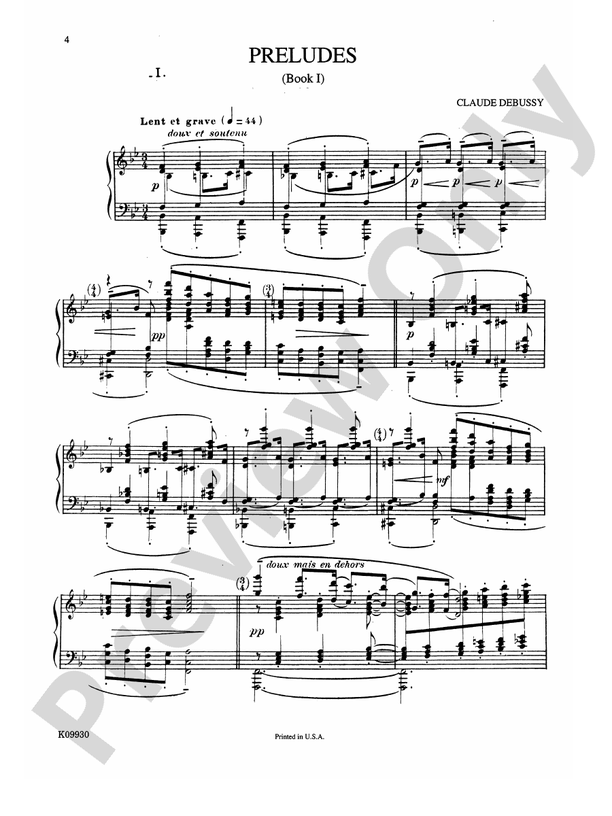 Debussy - Preludes (Volume I) - Piano Solo (Digital Download)