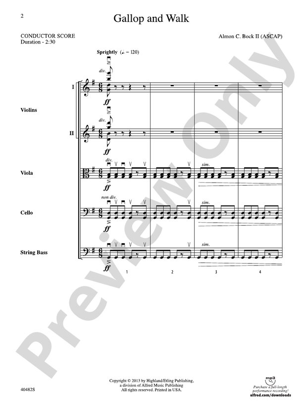 Gallop and Walk – String Orchestra Conductor Score & Parts (Digital Download)