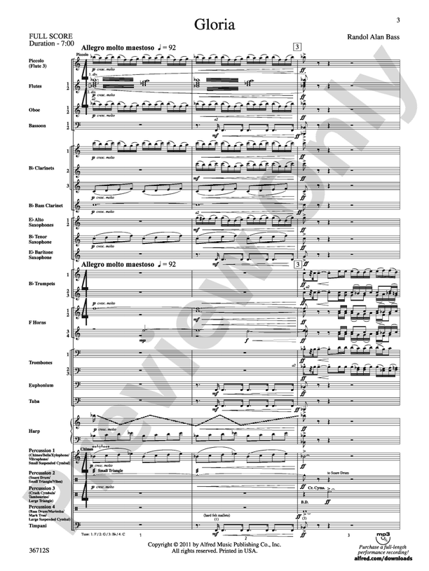 Gloria - Concert Band Conductor Score & Parts (Digital Download)
