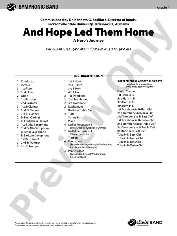 And Hope Led Them Home - Concert Band Conductor Score & Parts (Digital Download)