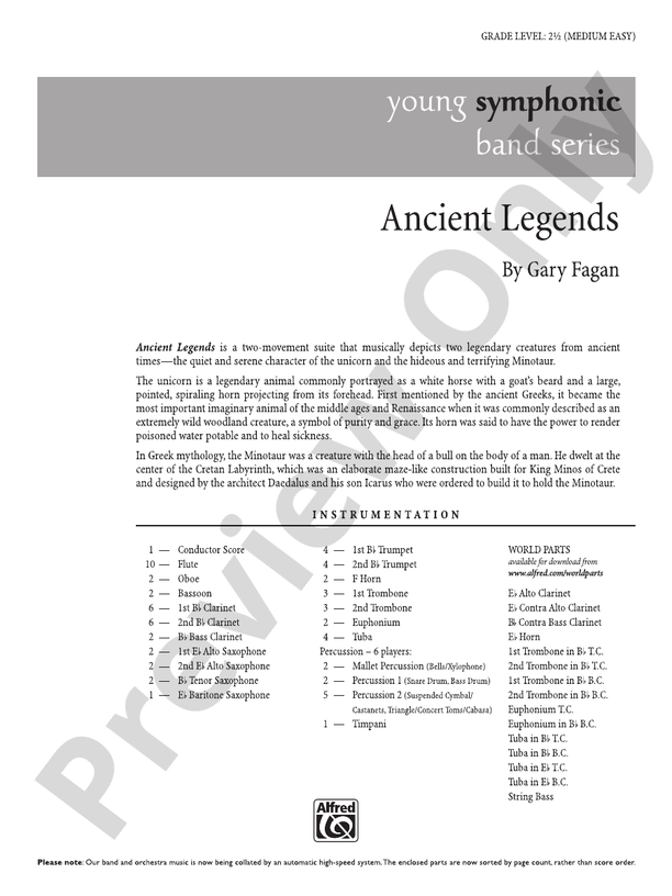 Ancient Legends - Concert Band Conductor Score & Parts (Digital Download)