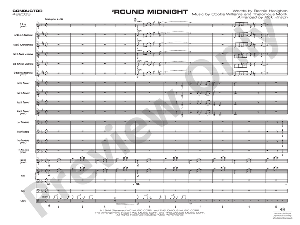 Round Midnight – Jazz Ensemble Conductor Score & Parts (Digital Download)