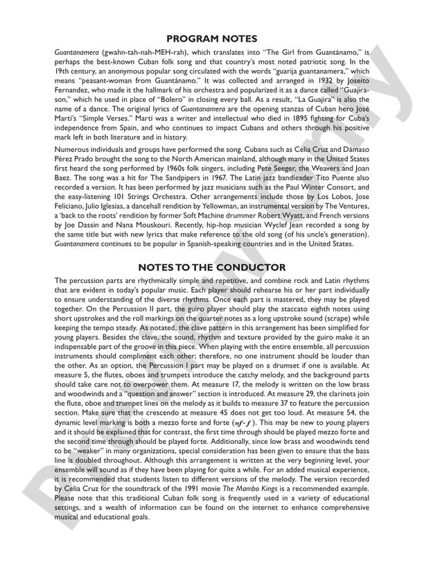 Guantanamera – Full Orchestra Conductor Score & Parts (Digital Download)