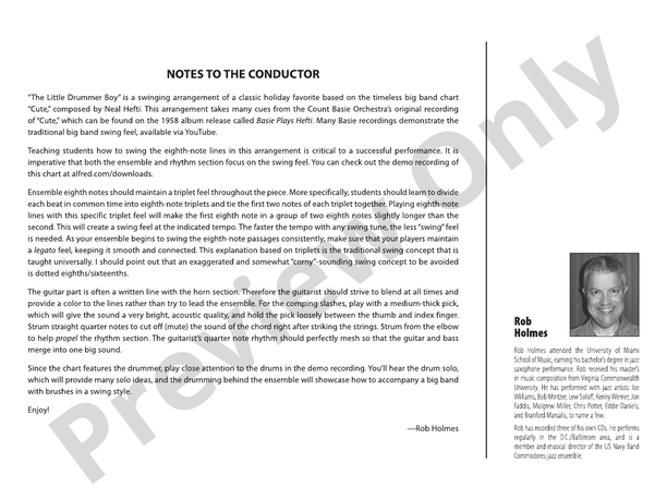 The Little Drummer Boy (Grade 3) - Jazz Ensemble Conductor Score & Parts(Digital Download)