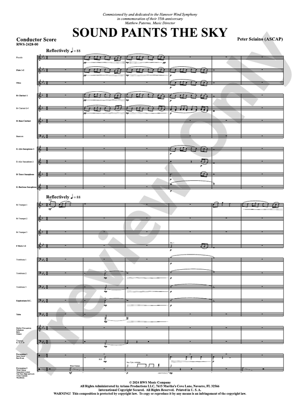 Sound Paints the Sky - Concert Band Conductor Score & Parts(Digital Download)