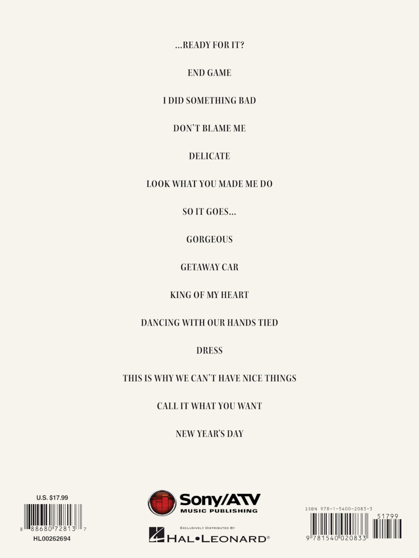 Taylor Swift - Reputation - PVG Hal Leonard 262694