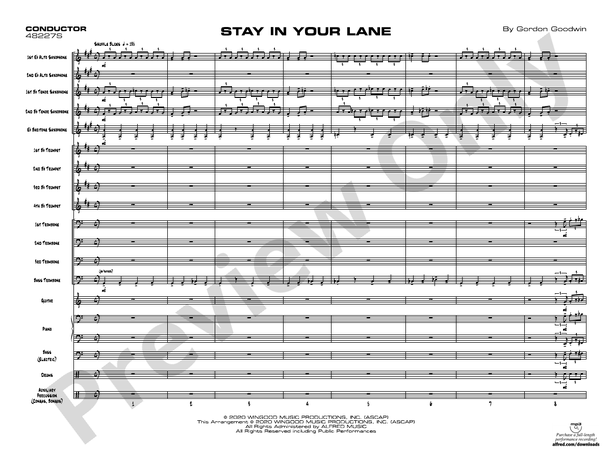Stay in Your Lane – Jazz Ensemble Conductor Score & Parts (Digital Download)