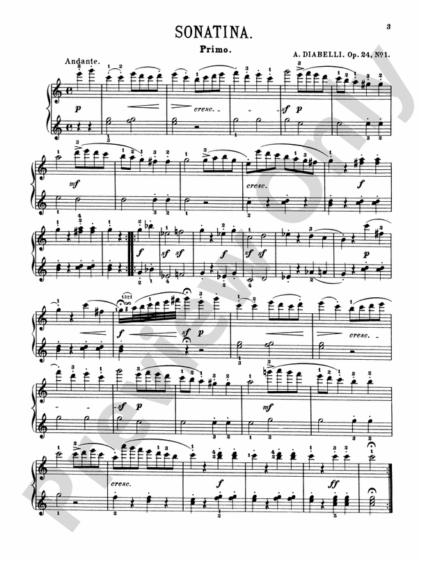 Diabelli - Sonatinas, Op. 24, 54, 58, 60 - 1 Piano, 4 Hands (Digital Download)