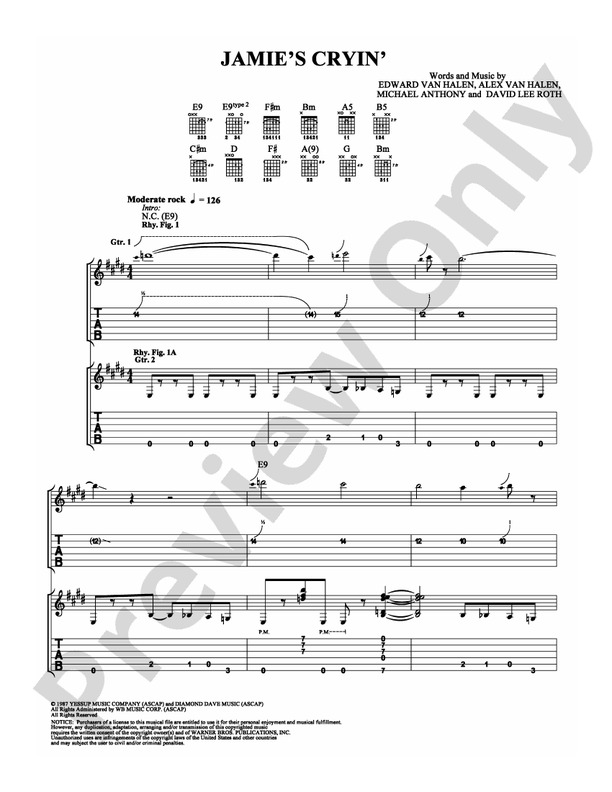 Jamie's Cryin' - Easy Guitar (Digital Download)