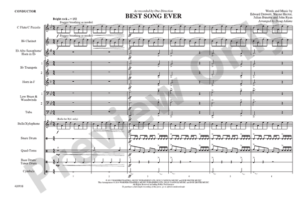 Best Song Ever – Marching Band Conductor Score & Parts (Digital Download)