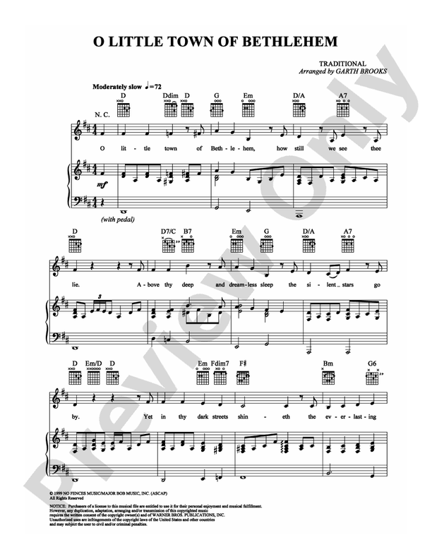 O Little Town of Bethlehem -  Garth Brooks - PVG (Digital Download)