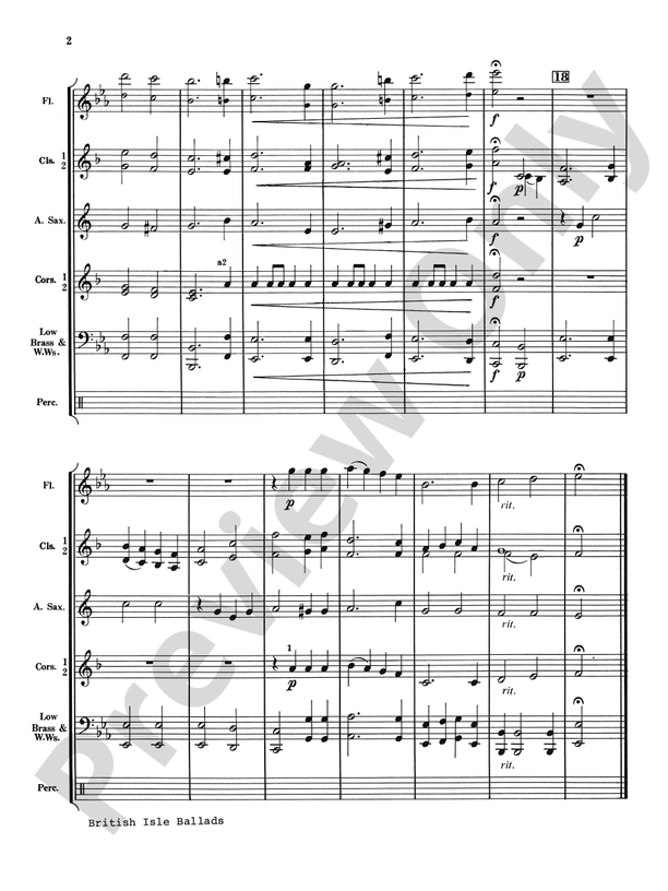 British Isle Ballads - Concert Band Conductor Score & Parts (Digital Download)