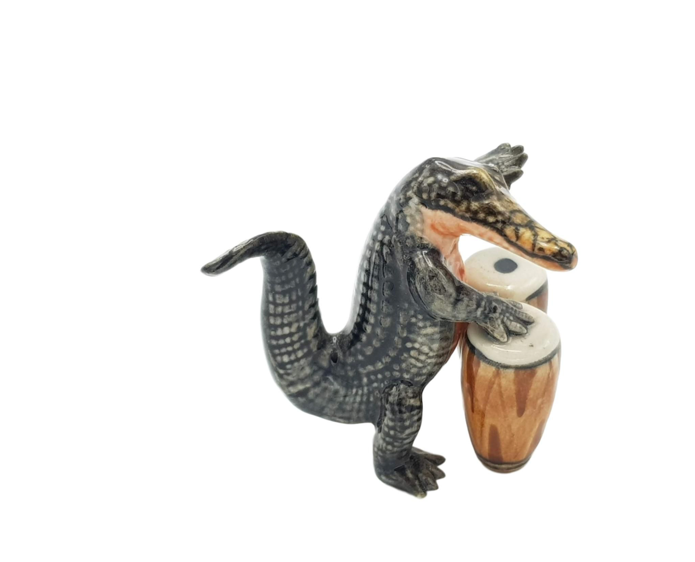 Porceline Figurine Crocodile Playing the Bongos