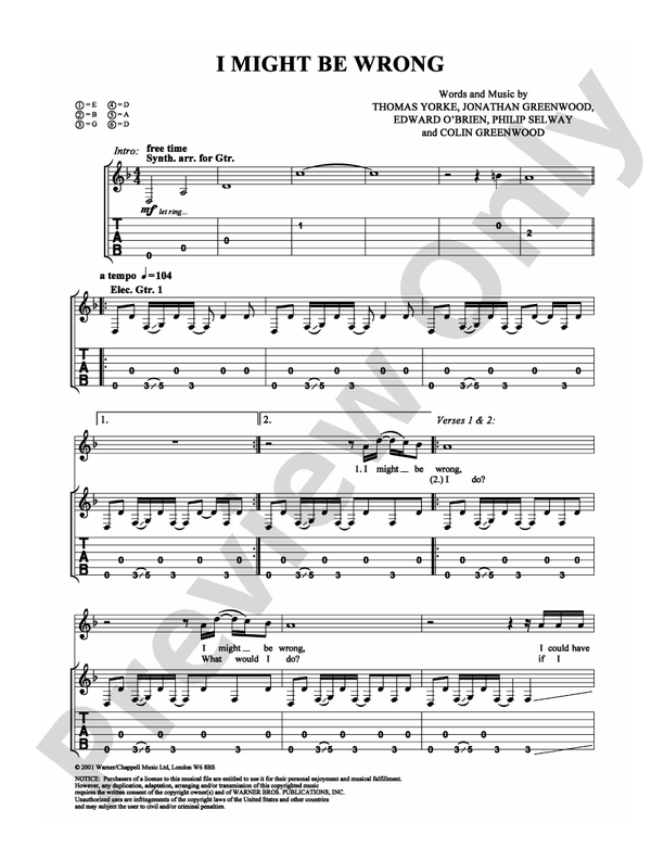 I Might Be Wrong - Guitar TAB (Digital Download)