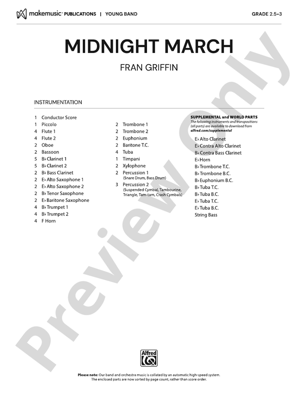 Midnight March - Concert Band Conductor Score & Parts(Digital Download)