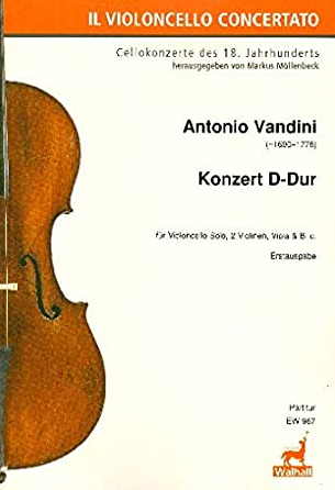 Vandini - Concerto in DMaj - Cello Solo/String Orchestra Score Only Walhall EW967