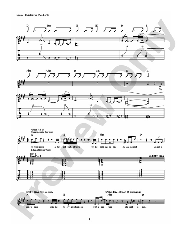 Dixie Babylon - Guitar TAB (Digital Download)
