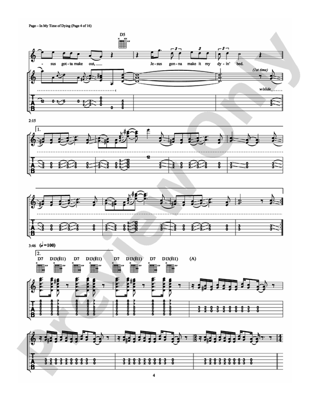 In My Time Of Dying - Guitar TAB (Digital Download)