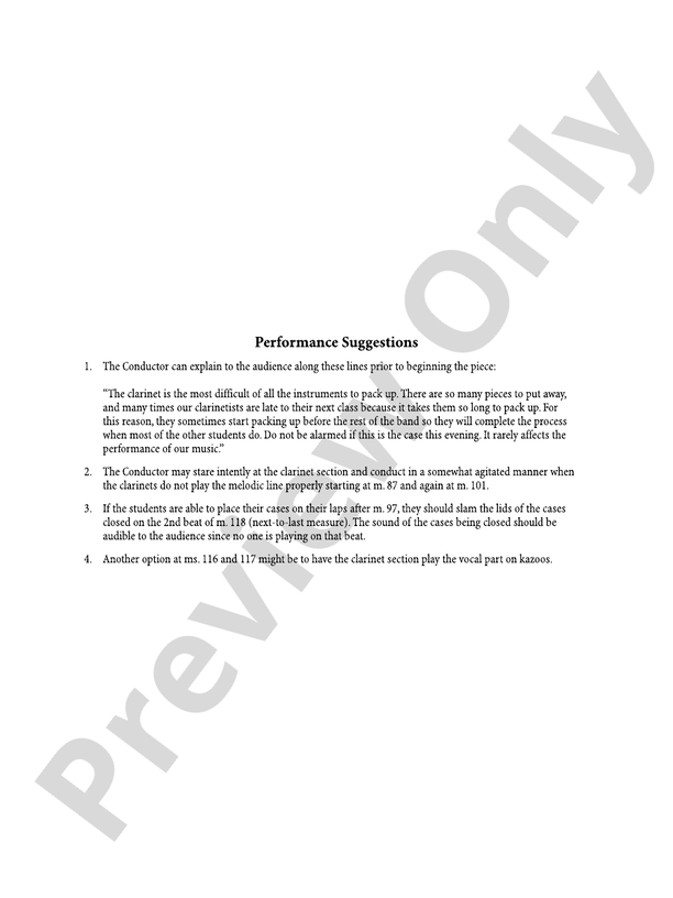 Clarinets Packing Up Early - Concert Band Conductor Score & Parts (Digital Download)