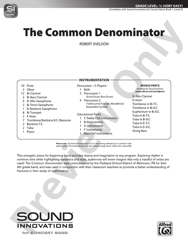 The Common Denominator - Concert Band Conductor Score & Parts (Digital Download)