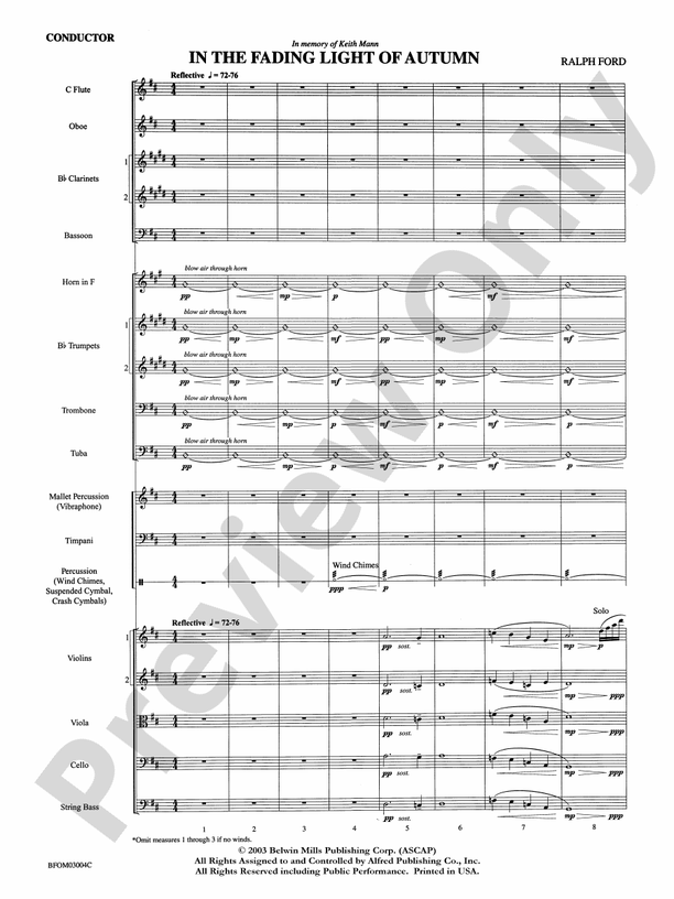 In the Fading Light of Autumn – Full Orchestra Conductor Score & Parts (Digital Download)