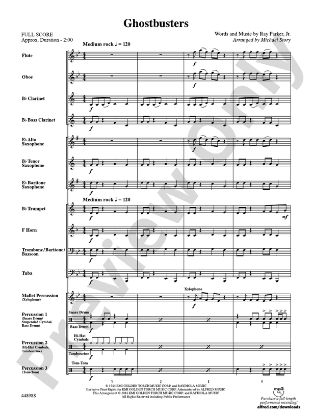 Ghostbusters (from Ghostbusters) - Concert Band Conductor Score & Parts (Digital Download)