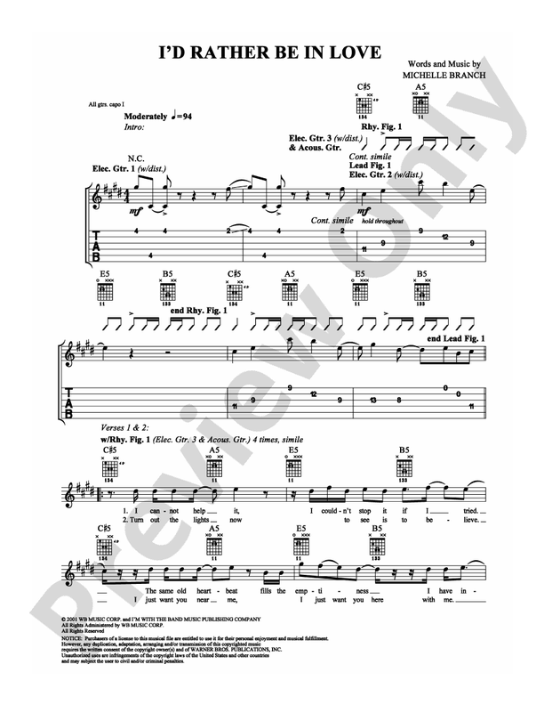 I'd Rather Be in Love - Guitar TAB (Digital Download)
