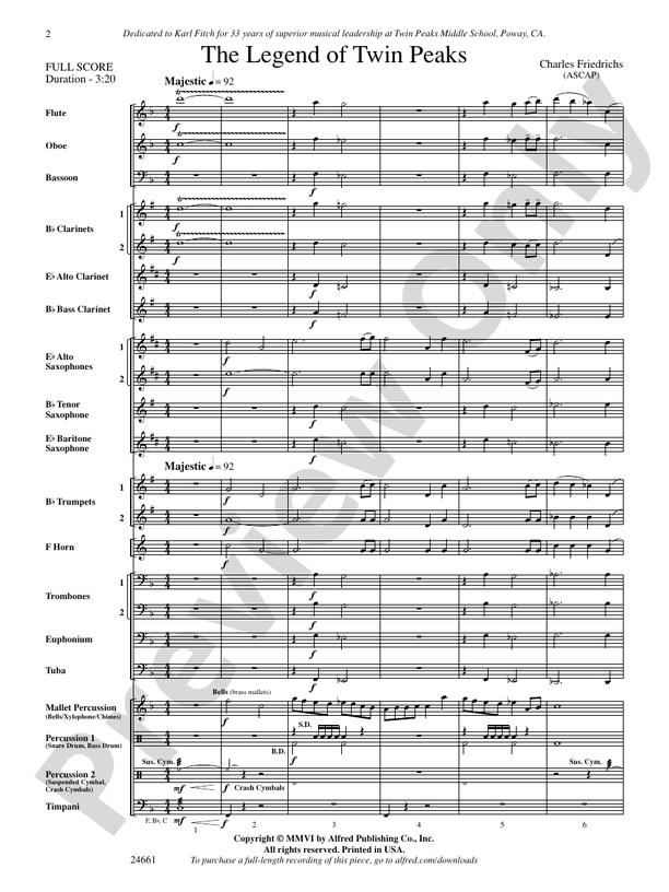 The Legend of Twin Peaks - Concert Band Conductor Score & Parts (Digital Download)